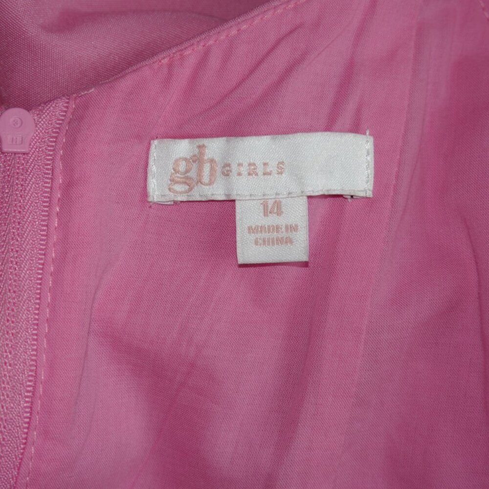 Girls Size 14 GB Girls Pink Puff-Sleeve Empire Waist Dress, Like New - Picture 10 of 10